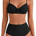 Jolefille Women High Waisted Bikini Sets Underwire Push Up Swimsuit 2 Piece Tummy Control Bathing Suits Teens Swim Suit 2026 (Medium)