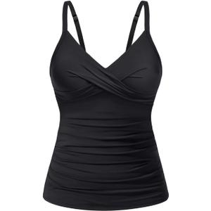 Yonique Women's Tankini Top Swimwear Twist V Neck Swimsuits Tummy Control Bathing Suits Top Only (X-Large, Black) Yonique Women's Tankini Top Swimwear Twist V Neck Swimsuits Tummy Control Bathing Suits Top Only (X-Large, Black)