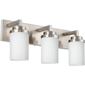 3-Lights Vanity Bath Light with Opal White Glass Shades, Modern Bathroom Lighting Over Mirror Brushed Nickel for Kitchen Hallway Bedroom Foyer