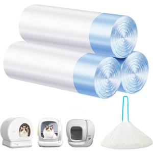 Cat Litter Bags 60 Count, 21.65"x11.8" Drawstring Close Litter Box Liners for Automatic Litter Box,Thick Cat Poop Bags,Easy to Clean,Heavy Duty Robot Bag for Self-Cleaning Box