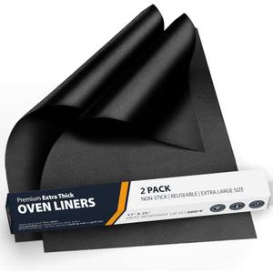 Oven Liners for Bottom of Oven - 2 Pack Large Heavy Duty Mats, 17x25 Non-Stick Reusable Liner for Electric, Gas, Toaster Ovens, Grills - BPA & PFOA Free Kitchen Accessory to Keep Oven Clean (Black) (2 Pack, Black) Oven Liners for Bottom of Oven - 2 Pack Large Heavy Duty Mats, 17x25 Non-Stick Reusable Liner for Electric, Gas, Toaster Ovens, Grills - BPA & PFOA Free Kitchen Accessory to Keep Oven Clean (Black) (2 Pack, Black)