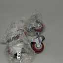 Finnhomy Swivel Caster Wheels 2 Inch Heavy Duty Threaded Stem Casters 1/4" - 20 x 1 with Brake Set of 4 for Wire Shelves Wheels PU Load Bearing 800 Lbs Anti-wear Smooth Casters, Red