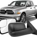 OCPTY Towing Mirror Power Heated Right Passenger Side Tow Mirror Fit For 2002-2008 For Dodge For Ram 1500 2003-2009 For Dodge For Ram 2500/3500 With No Turn Signal Light With Black Housing