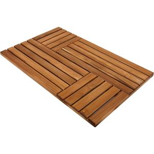 Utoplike Teak Wood Bath Mat, 32 x 20 inch Large Wooden Shower Mat for Bathroom, Non Slip Wood Floor Sturdy Mat for Inside Shower Luxury Spa Home or Outdoor