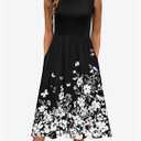 Zeagoo Women's Summer Tank Midi Dress with Pockets Floral Sleeveless A-Line Casual Loose T-Shirt Dresses Beach Sundress 2025, M