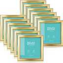 LaVie Home 4x4 Picture Frames (12 Pack, Gold) Simple Designed Photo Frame with High Definition Glass for Wall Mount & Table Top Display, Set of 12 Classic Collection