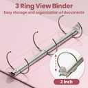 SUNEE 3 Ring Binders 2 Inch 4 Pack, Clear View Binder Three Ring PVC-Free (Fit 8.5x11 Inches) for School or Office Supplies, Assorted Pastel