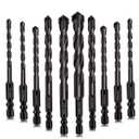 JOERIC 10PCS Black Masonry Drill Bits, Concrete Drill Bit Ceramic Tile Drill Bit Set Tungsten Carbide Tipped Ceramic Tile Drill Bits for Concrete Brick Glass Plastic and Wood5-12mm