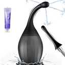 Enemas Anal Douches for Men Women - Anti Backflow Bendable Silicone Enema Bulb Kit Connectable with Shower Tube, Portable Travel Bidet Flusher Enema Douche Kit for Women Men Colon Cleanse with Lube 8.47oz