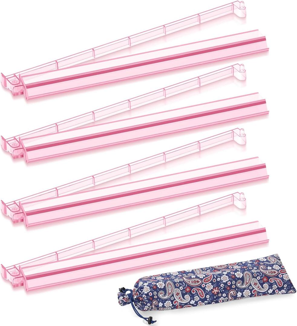 Mahjong Racks with Pushers, 4PCS Set Clear Acrylic American Mahjong Accessories All-in-One Tile Rack & Pusher Gifts (Pink)