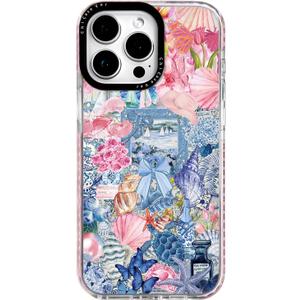 for iPhone 16 Pro Max Case, Coastal Vintage Collage Pattern, Military-Grade Drop Protection, Vintage Coastal Soft Slim TPU Protective Cover with Camera Protection for WomenGirls (PlumeriaTahiti)