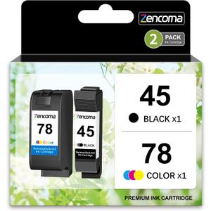 Remanufactured 45 78 High-Yield Ink Cartridge Replacement for HP 45 78 51645 51645A C6578AN C6578DN for Color Copier 180 Deskjet 1100C 1220C 6122 930C 970C 990C Printer (1 Black 1 Tri-Color)