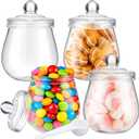 Nuogo 4 Pcs Plastic Candy and Cookie Jars with Lids Clear Cookie Container Candy Jars Large Airtight Apothecary Storage Organization for Wedding Home Kitchen Bar (Classic, 16 oz)