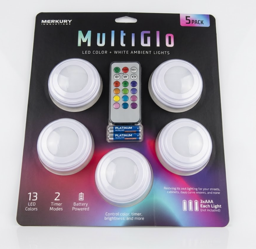5PK LED RGB Puck Lights With Remote