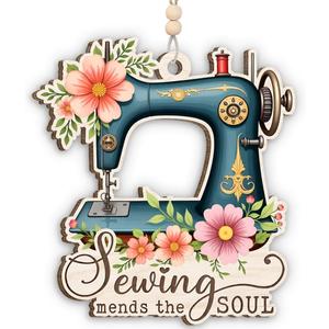 2 x Sewing Machine Christmas Ornament 2025 - Xmas Gifts for Sewers and Quilters, Wooden Ornaments for Christmas Tree Decorations, Christmas Keepsake for Hanging Decor, Gifts for Friends Women Sisters