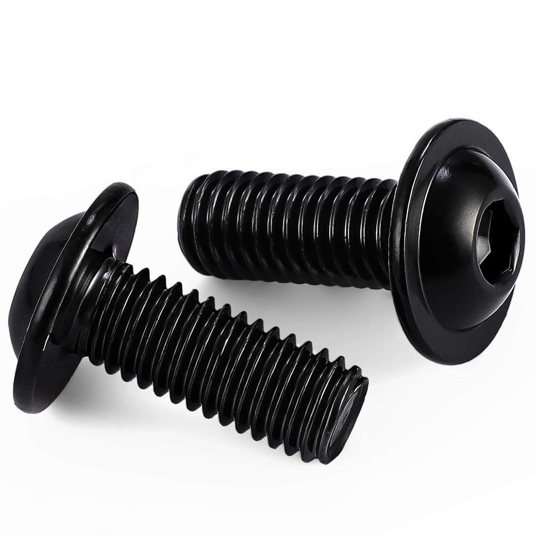 M8-1.25 x 20mm Flanged Button Head Socket Cap Screw Bolts, Allen Socket Drive, Stainless Steel 304, Black Finish, Quantity 20 M8-1.25 x 20mm Flanged Button Head Socket Cap Screw Bolts, Allen Socket Drive, Stainless Steel 304, Black Finish, Quantity 20