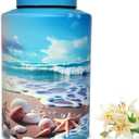 Large Cremation Urn for Adult Female Male Ashes, Decorative Funeral Blue Keepsake Memorial Urns for Human Women Man Dad Mom Remains with Velvet Bag(Ocean Heaven)