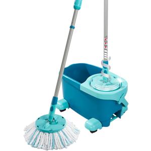 Leifheit Clean Twist Spin Mop and Bucket Set with Rollers | Telescopic Handle, 360 Joint, Spin-Dry System | Easy Glide Wheels | Blue