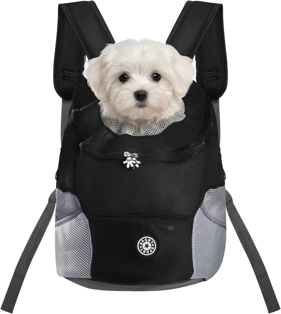 Adjustable Pet Dog Carrier Backpack,Ventilated Breathable Pet Carrier for Small Dogs Cats,Cat Carrier Backpack with Safety Belt for Travel Hiking Outdoor,Max 14 lbs,Black