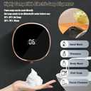 Smart Automatic Soap Dispenser Foam Bathroom with 3 Adjustable Modes, IPX5 Waterproof, LED Display for Temperature, Time & Battery, Touchless Hand Soap Dispenser for Bathroom, Kitchen, Office (Black)