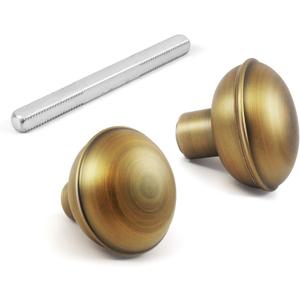 1 Pack Antique Brass Door Knob Set with Spindle, Vintage Old Style Door Knobs Replacement Set for Mortise Lock Interior Doors