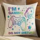 2 x FUTEI Children Gifts,Gamer'Spot Throw Pillow Covers 18x18 Inch Set of 1 Christmas Holiday Home Decor for Couch Bed Living Room (Comes with 1 Pack Standard Size White Game Socks)