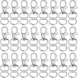 SANNIX 120 Pcs Keychain Clip Hooks with D Ring Include 60Pcs Swivel Snap Hooks Lanyard Clip and 60Pcs D Ring for Purse Hardware Sewing Projects (1/2 Inside Width) (Silver)