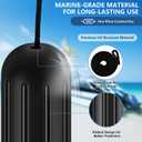 Boat Fenders 4 Pack 10x26Inch,Ribbed Center Hole Boat Fenders for Docking,Boat Bumpers Fenders Pontoon Boat Bumpers for Docking,Inflatable Boat Bumpers Comes with Rope Needle and Pump, 10 x 26 inch, Black