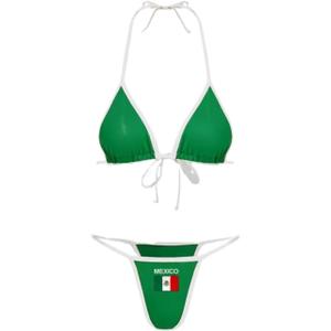 Brazil Mexico Jersey Y2k Halter Bikini Sets Cute 2 Piece Sexy Swimsuit Beach Sets Women Summer (Mexico Green, Medium)