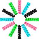 Jetec 24 Pcs Charger Cable Protector,Silicone Flexible Cable Saver,Spiral USB Mouse Wire Protector for Headphone Laptop Earphone Cell Phone Wrap Accessories(Black, Pink, Blue, Green)