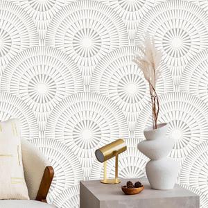 Heroad Geometric Peel and Stick Wallpaper Beige Contact Paper Modern Wall Paper 17.3"x118" Removable Self Adhesive Wallpaper for Bathroom Bedroom Kitchen Cabinets Waterproof Thicken Circle Vinyl Roll