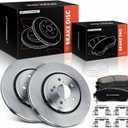 A-Premium 12.60 inch (320 mm) Front Vented Disc Brake Rotors + Ceramic Pads Kit Compatible with Select Honda Models - Odyssey 2015-2017, Passport 2019-2021, 6-PC Set