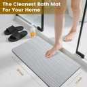 Extra Large Stone Bath Mat, 30'' x 17'' Diatomaceous Earth Non-Slip Stone Shower Mat, Super Absorbent Diatomite Stone Mats for Bathroom Light Gray XL Flow