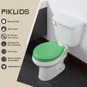 Toilet Seat, Slow Close, Soft Touch, Ultra-Smooth Matte Finish (No Orange-Peel Texture), Premium Moulded Wood, Quick Release, PIKLiDS (Green, Round)