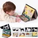 Taf Toys Musical Tummy Time Book, High Contrast Baby Books for Newborn 0-6 Months with Classical Melodies, Interactive Animal Sounds, Black & White Sensory Soft Montessori Toy for Infant, Medium