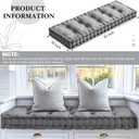 Threehoney Bench Cushions for Indoor Furniture 42x16 in Velvet Kitchen Dining Piano Window Seat Cushion, Tufted Patio Porch Swing Thicken Bench Pad Memory Foam(Gray)