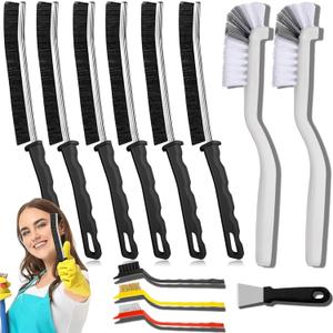 Crevice Cleaning Brush Set (12 Pack)  Hard Bristle Gap Cleaning Tool for Window Tracks, Grout & Bathroom Corners  Thin Deep Cleaning Brush for Kitchen Sink, Sliding Door Tracks & Tight Spaces