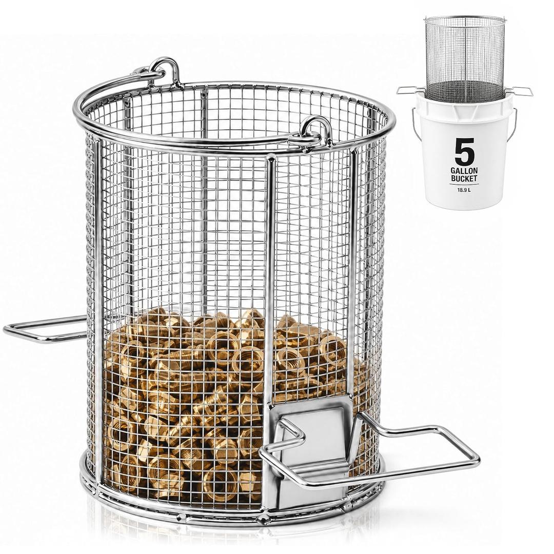 1/4″ Mesh 5 Gallon Stainless Steel Parts Wash Strainer Basket, 1 Pcs