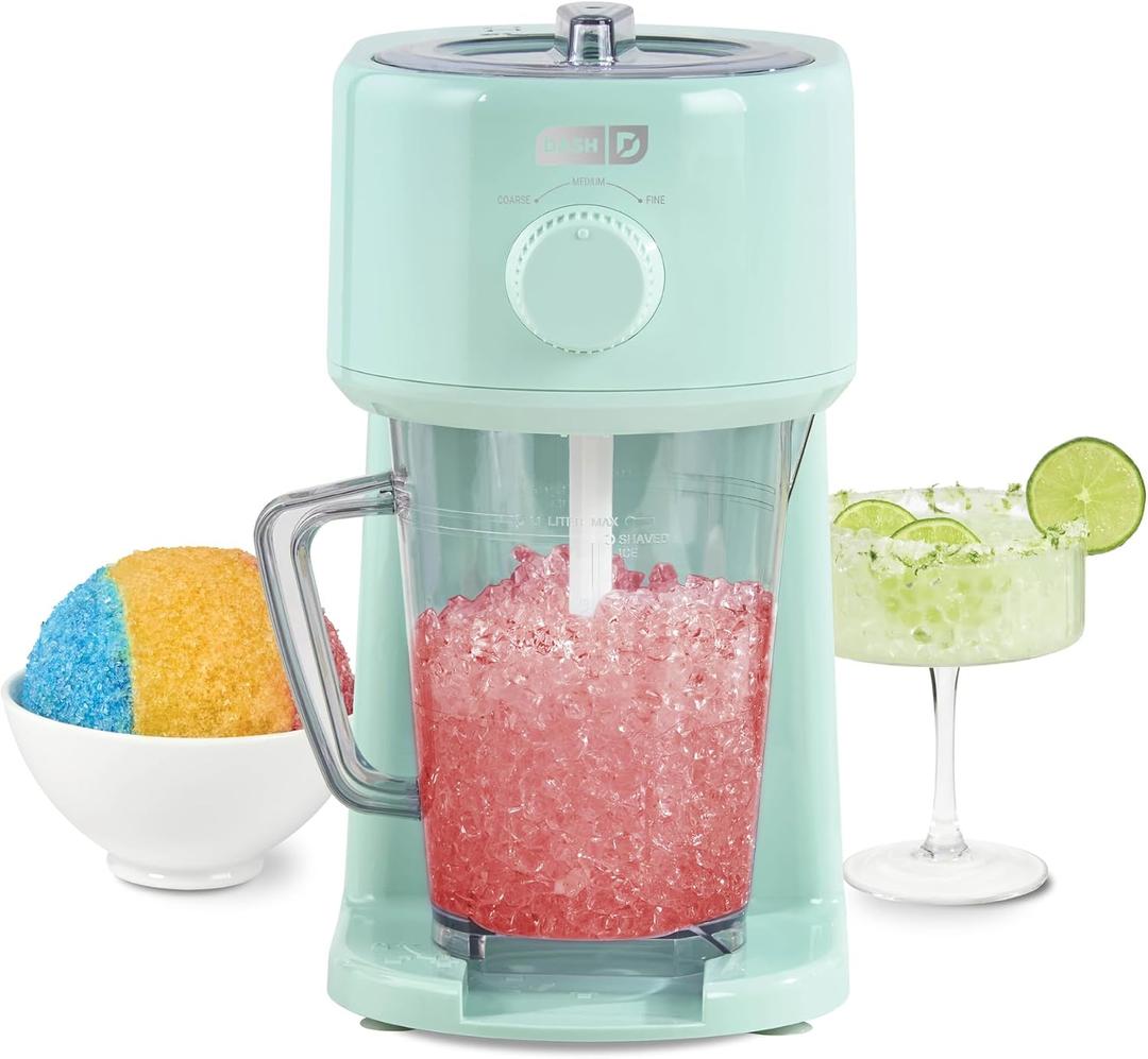 Dash Deluxe Shaved Ice & Slushy Maker with Serving Pitcher, 1L, Multi-Purpose Ice Shaver Machine for Homemade Shaved Ice, Snow Cones, Slushies, Cocktails & More - Aqua