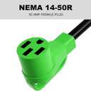oviitech NEMA L5-30P to NEMA 14-50R RV Generator Adapter Power Cord, 250V, SJTW 10AWG*3C,30Amp Male to 50Amp Female Generator Conversion Adapter, Outdoor RV Camping, 1.5Ft, Green