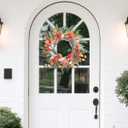 Fall Wreath for Front Door 24 Inch, Fall Door Wreath with Colorful Maple Lambs Ear Leaves for Door Reef Porch Home Farmhouse Thanksgiving Decorations Wedding Spring Winter Summer