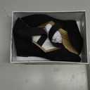 HTL Women's Elastic Closed Toe Black Suede Wedge Heel Pumps Dress Shoes for Women (Black Suede Size 7)