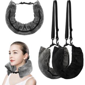 Stuffable Travel Pillow for Extra Luggage, Velvet Travel Neck Pillow with Adjustable Neck Siz, Stuffable Neck Pillow with Clothes, Multifunctional Sleeping Rest Cushion(2Pack)