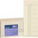 Adams Time Cards, Weekly, 2-Sided, Overtime Format, 3-3/8" x 8-1/4", Manila, Green/Red Print, 200-Count (9660-200)