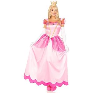 Leg Avenue Women's 2 Pc Classic Pink Princess Costume with Satin Gown, Crown Headband, Large