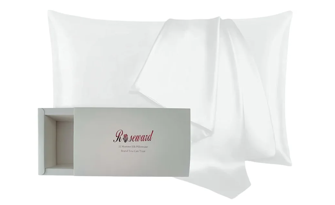 Oeko-TEX Certified White Silk Pillow Cases Made in USA, 100% Real Silk Pillowcase for Hair and Skin, 22 Momme, Standard Size,1 Pc 20"x26" (Standard, White)