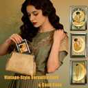 Vintage Art Versatile Metal Card Holder Wallet Versatile Card & Cash Case for Women Men Art Deco Design Metal Wallet Store Credit ID Business Card with Snap Closure