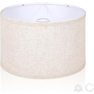 OUTON Drum Lamp Shades for Floor Lamps, 12" Top x 12" Bottom x 9" High, Easy to Assemble, Replacement Linen Lampshades for Table Lamps & Bedside Lamps (1.65" Spider)