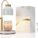 Candle Warmer Lamp, with 2 Bulbs,Timer & Dimmer,Compatible with Large Yankee Candle Jars,3 Wick Candles,Height Adjustable Electric Top Candle Melter,White,110-120v