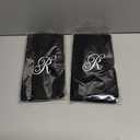 Monogrammed Towels Fingertip, Personalized Gift, 11 x 18 Inches - Set of 2 White Embroidered Towel - Extra Absorbent 100% Cotton - Soft Velour Finish - For Bathroom/ Kitchen/ Spa - Initial R (Black)